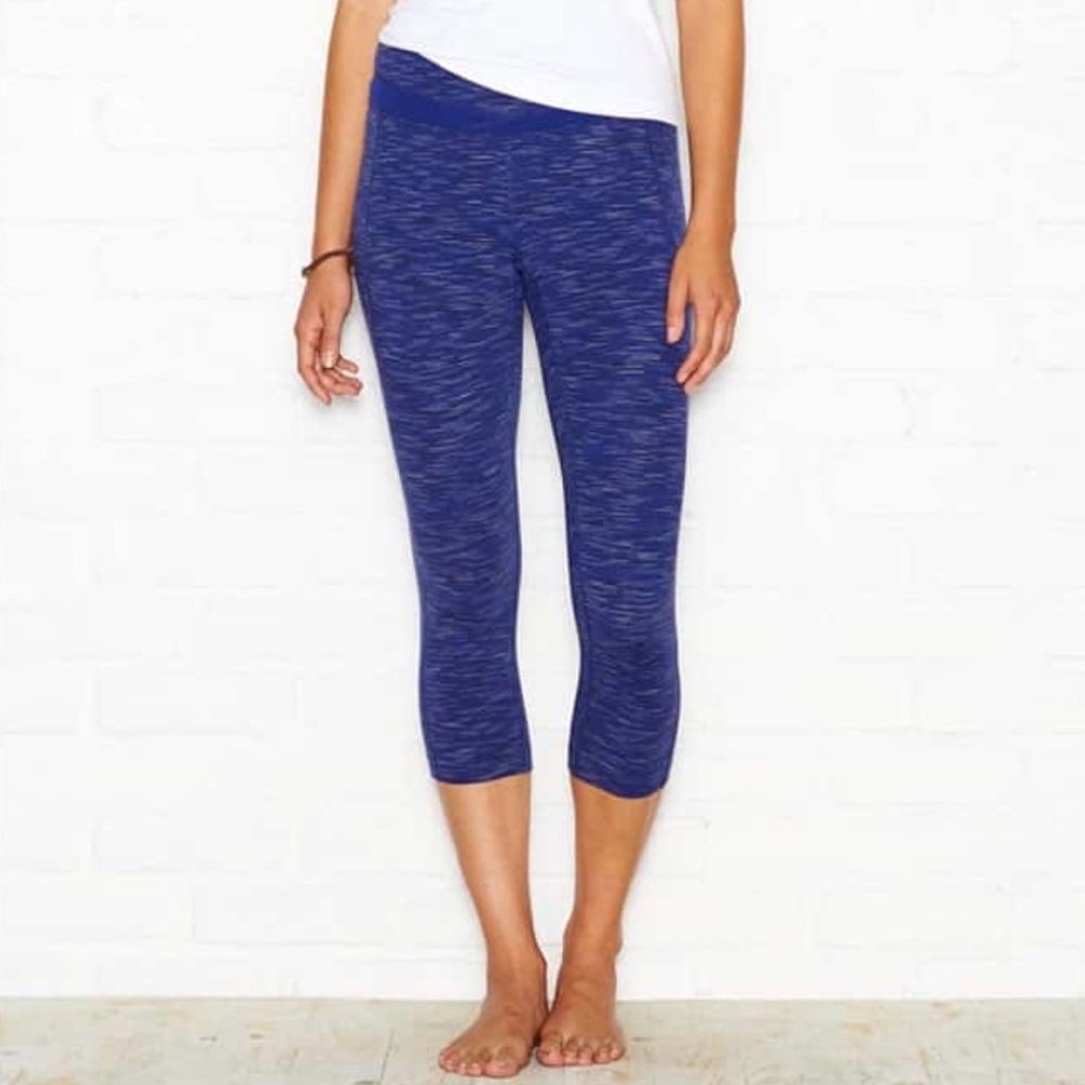 Lucy Women's Heathered Blue Capris w/ Pockets PowerMax XL‎ Capri Yoga Gym Active